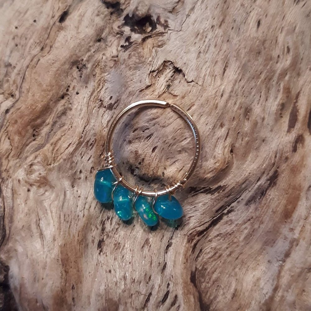 COPY - Gold Paraiba Blue Opal Septum Tragus Daith Helix Ring